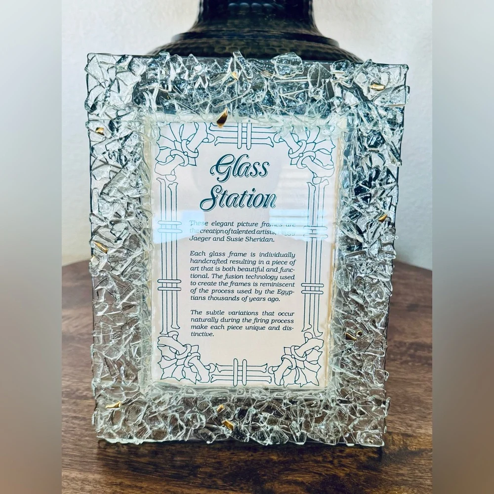 Vintage 5x7 fused glass frame handcrafted one of a kind gift wedding pictures - Picture 9 of 10